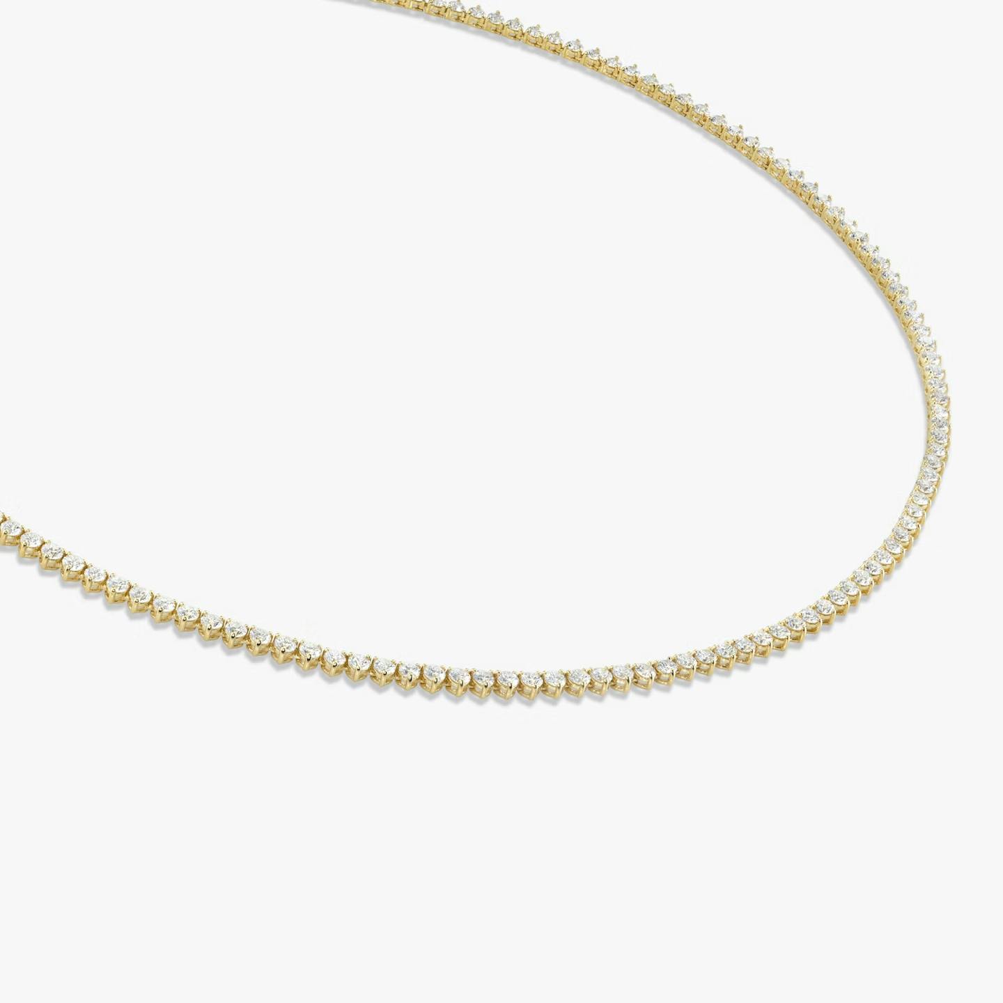 Tennis Halskette | Rund | 14k | 18k Gelbgold | Diamantgröße: Petite | Kettenlänge: 16
